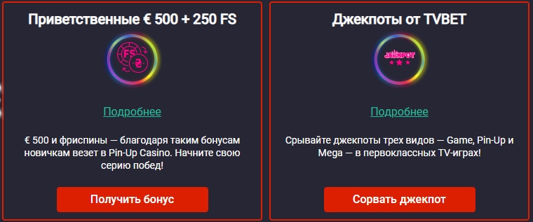 Виды бонусов в казино Pin Up